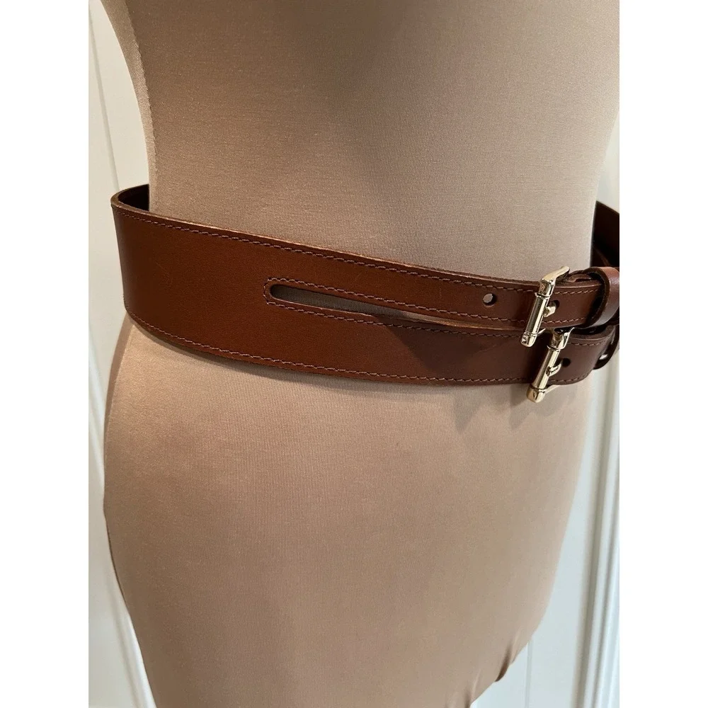 Anthropologie Womens Brown 100% Genuine Leather Belt Size‎ Medium Western Boho